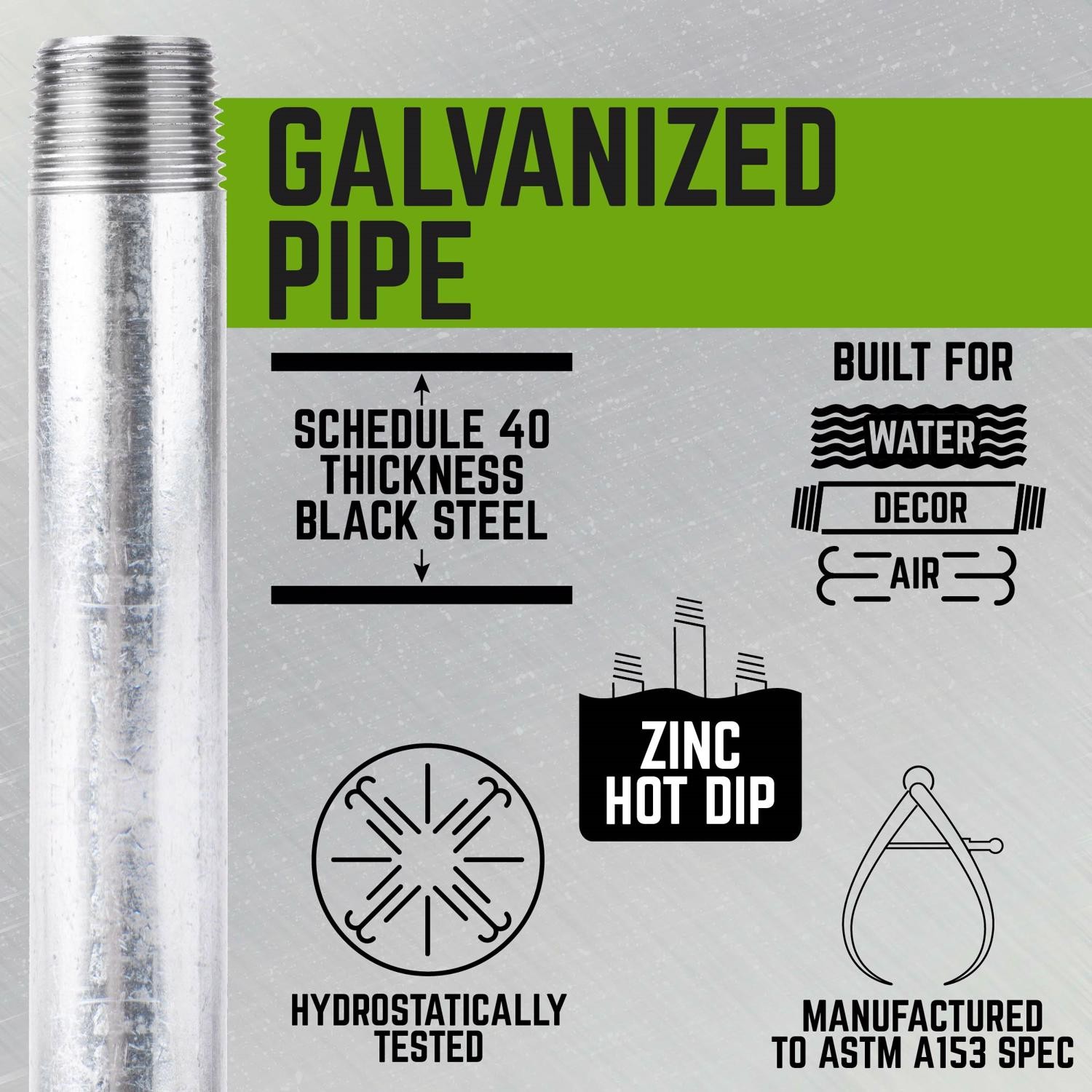 BK Products 566-100AH Malleable Galvanized Steel Nipple 1-1/4 MPT x 10 in.