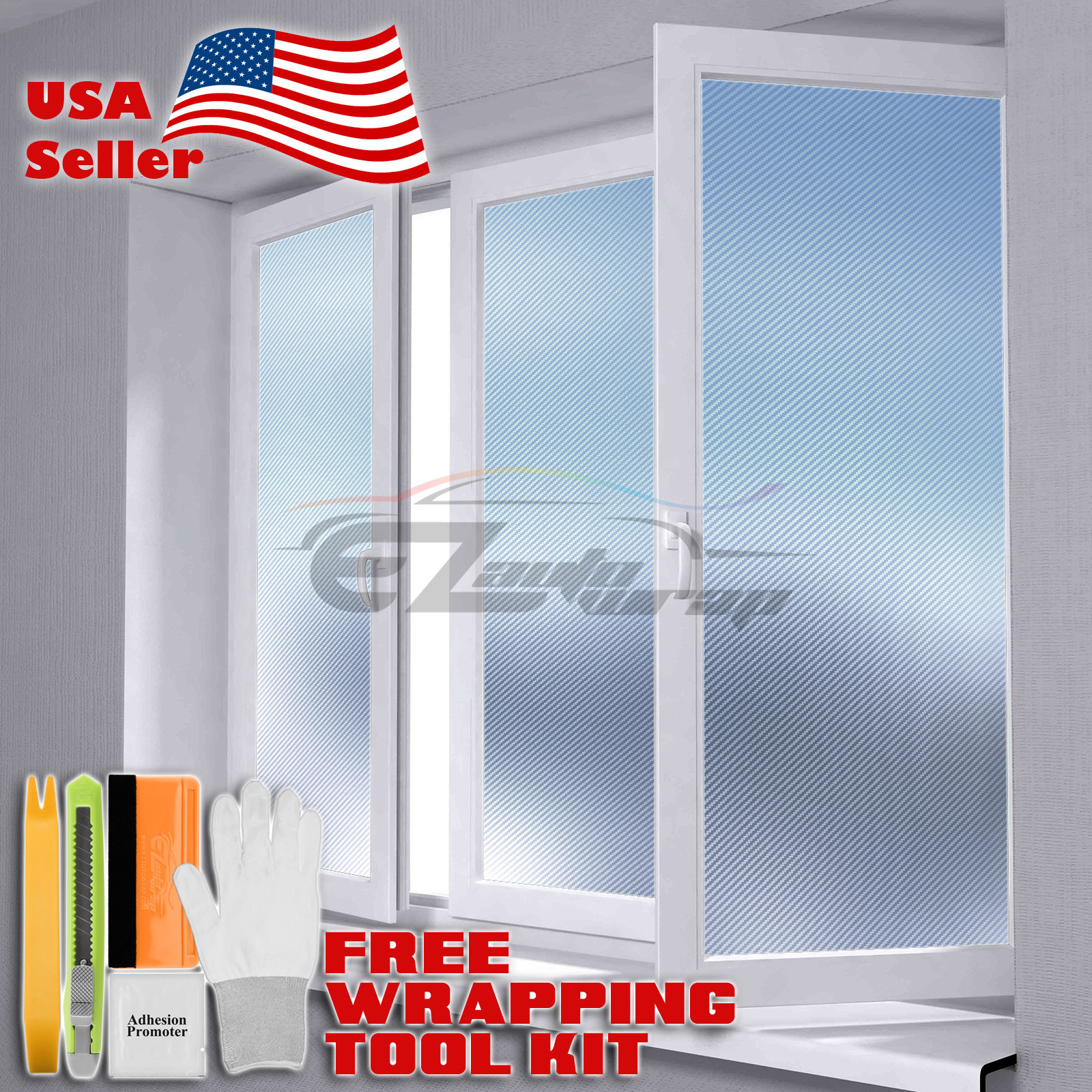 60″x96″ Carbon Fiber Frosted Film Glass Home Bathroom Window Security Privacy