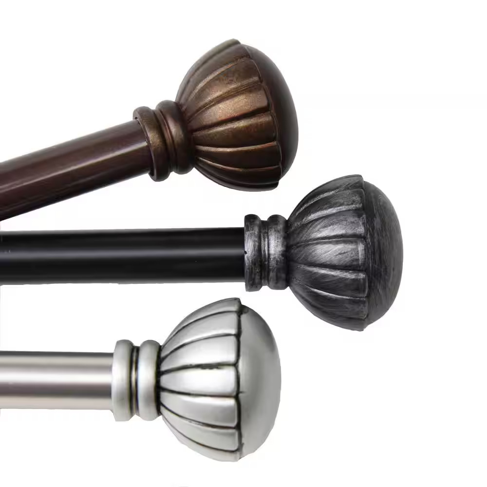 66 In. – 120 In. Telescoping Single Curtain Rod Kit in Satin Nickel with Magnoli