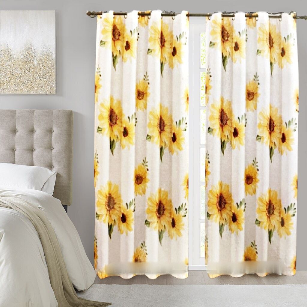 2PC XWIDE SUNFLOWER SUADE PANEL BLACKOUT GROMMET WINDOW CURTAIN 54″WX84″LEACH PC