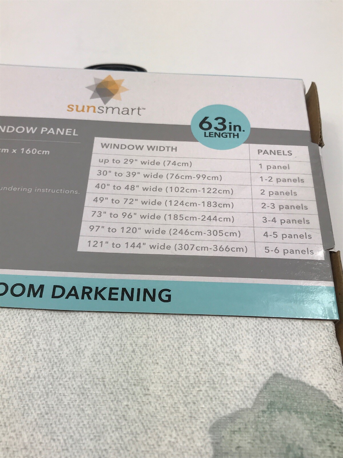 Sunsmart 40” x 63” Window Foam Back Room Darkening Panel Free Shipping