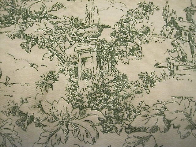 VICTORIAN SCENE TOILE DRAPES PAIR COTTON PLEAT TOP 80’W/55″L x 2 WAVERLY