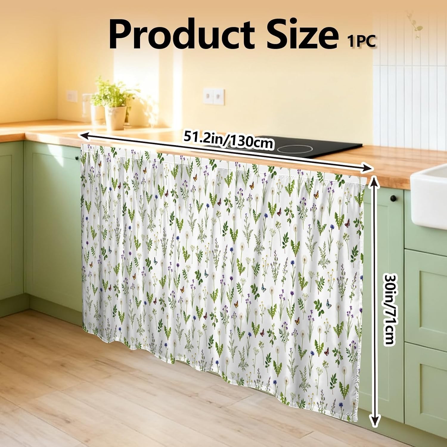 Chic Wildflower Cabinet Curtain – Easy Install, Dust-Proof at 51.18×27.55 Inches