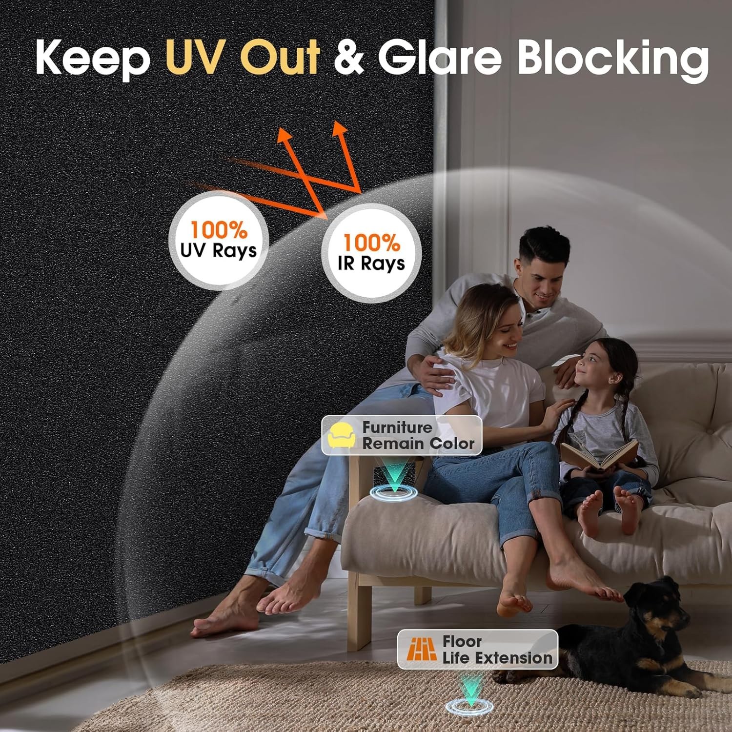 100% Privacy Blackout Window Film, UV Blocking, Easy to Install – 35.4×78.7 Inch