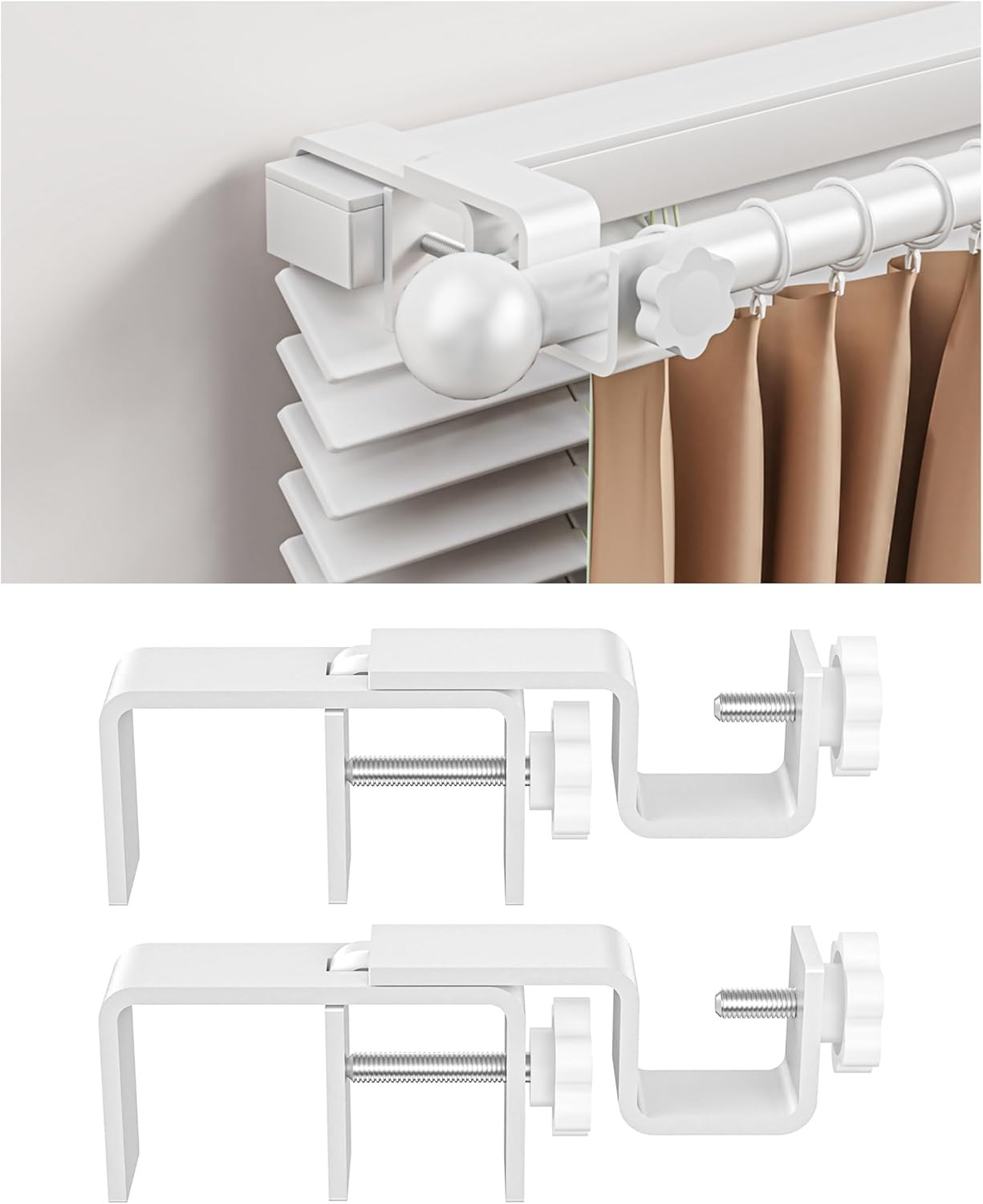 Over-Blinds Curtain Rod Brackets for Outside-Mounted Blinds, Blinds Curtain Rod