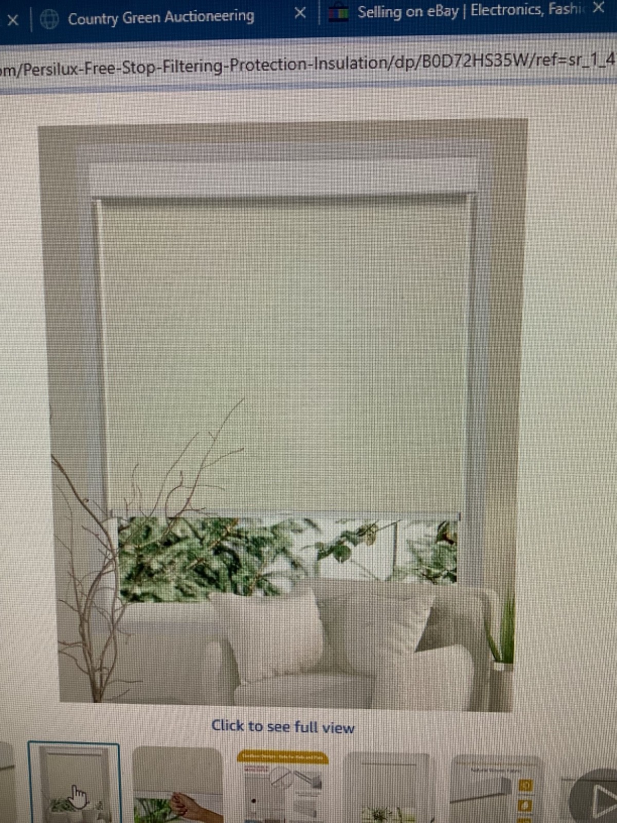 Lot of 2 Persilux Cordless Free Stop Window Roller Shade Khaki 23” W x 72″ H New
