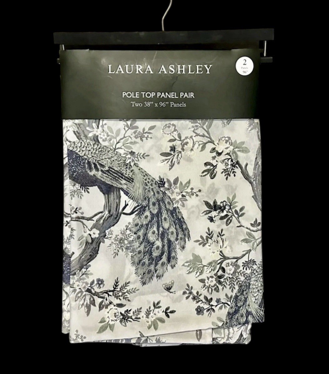 Laura Ashley Belvedere Peacock 2 PC Curtain Panel Set Turquoise 38 x 96 Curtains