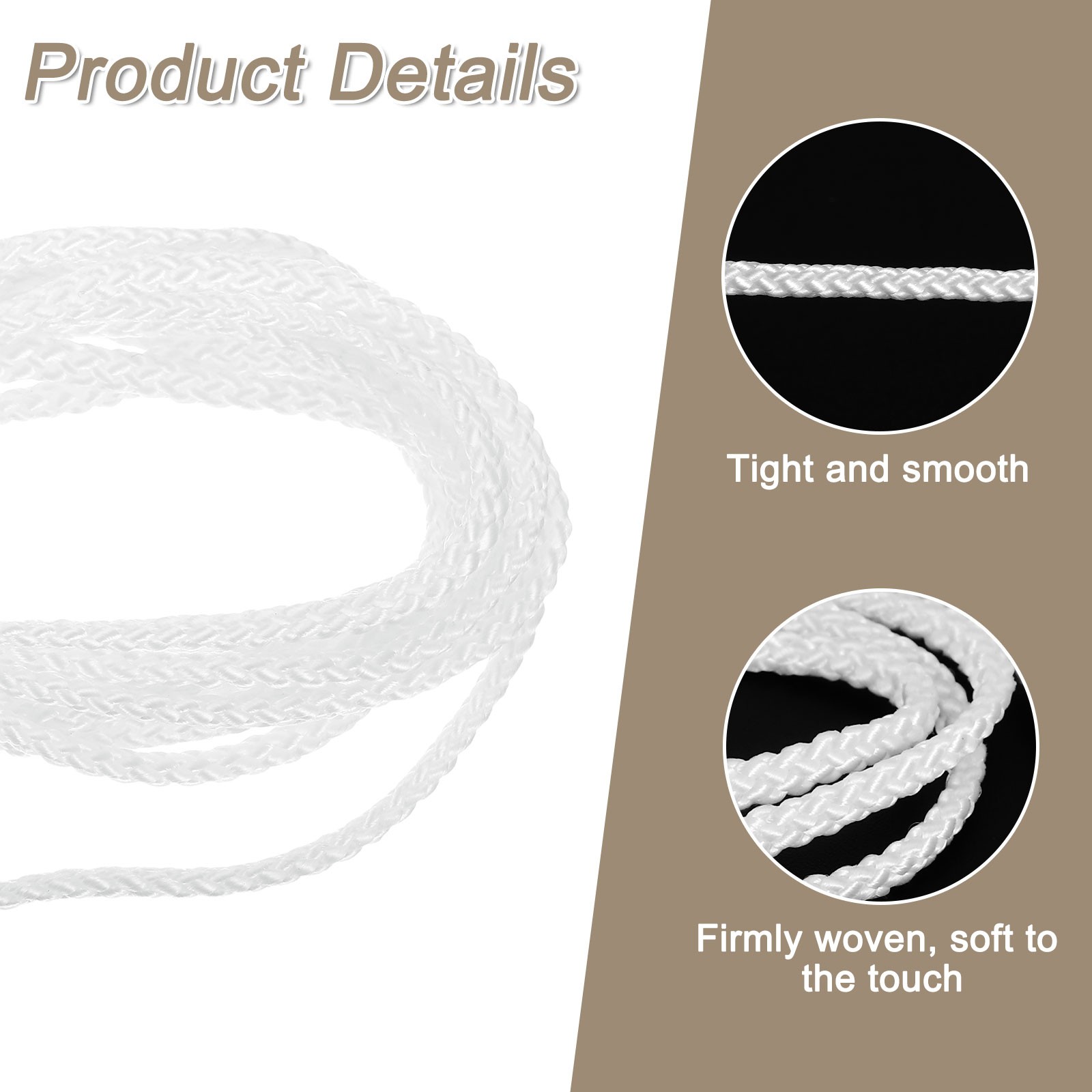 Cord Loop for Window Shades, 3mm 5Ft Window Blind Looped String, White