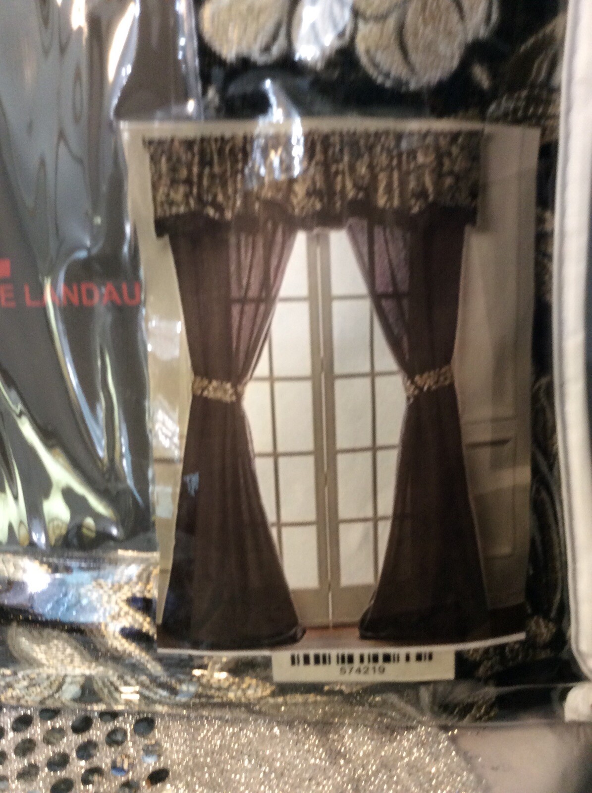 Adrienne Landau Orient Express Window Set 5 Piece – 42″w 102″L black and gold