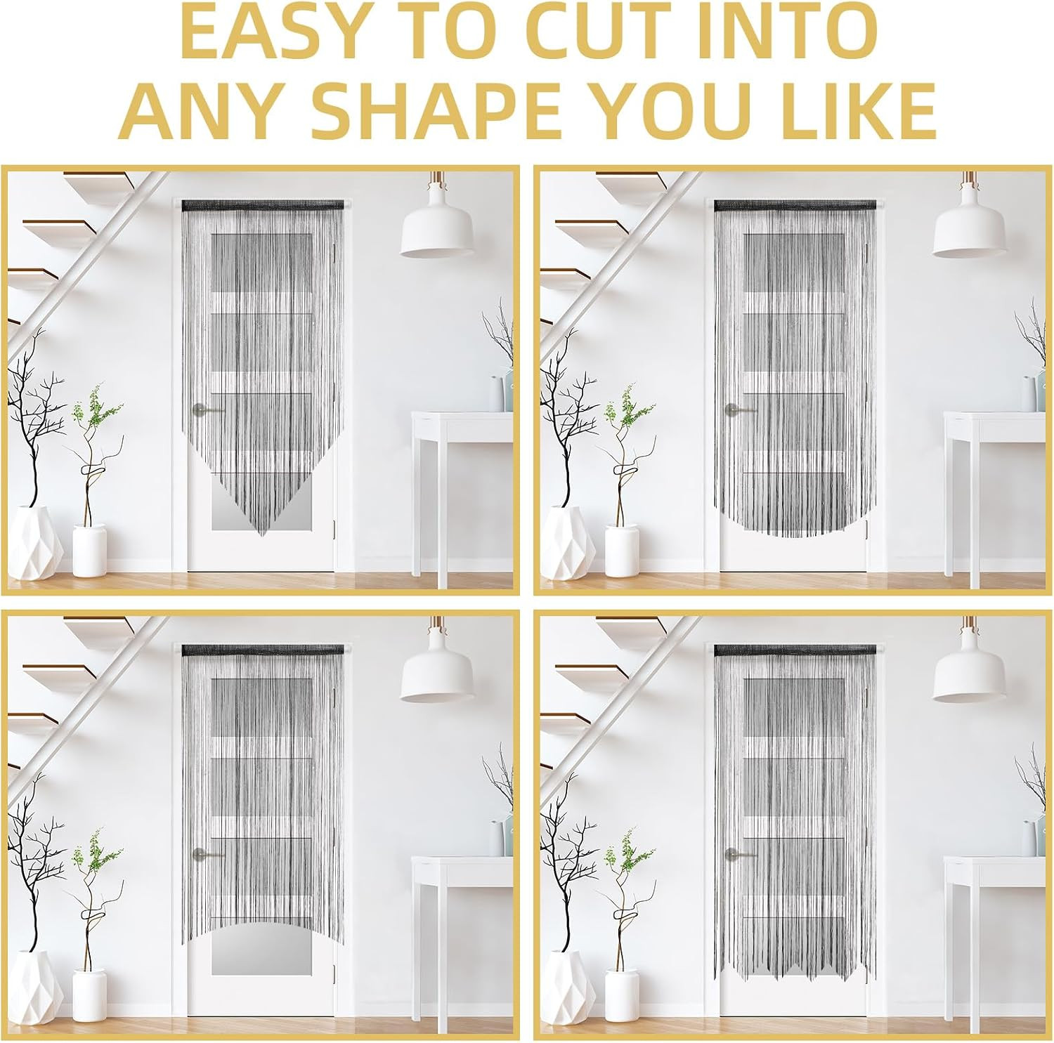 6 Pack Black Door String Curtains 39” X 79” Decorative Doorway Bead Curtains