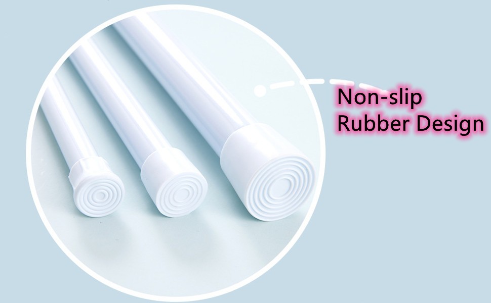 Tension Rod Extendable Curtain Poles,No Drill,White, 2pcs | 30-50cm Extendable
