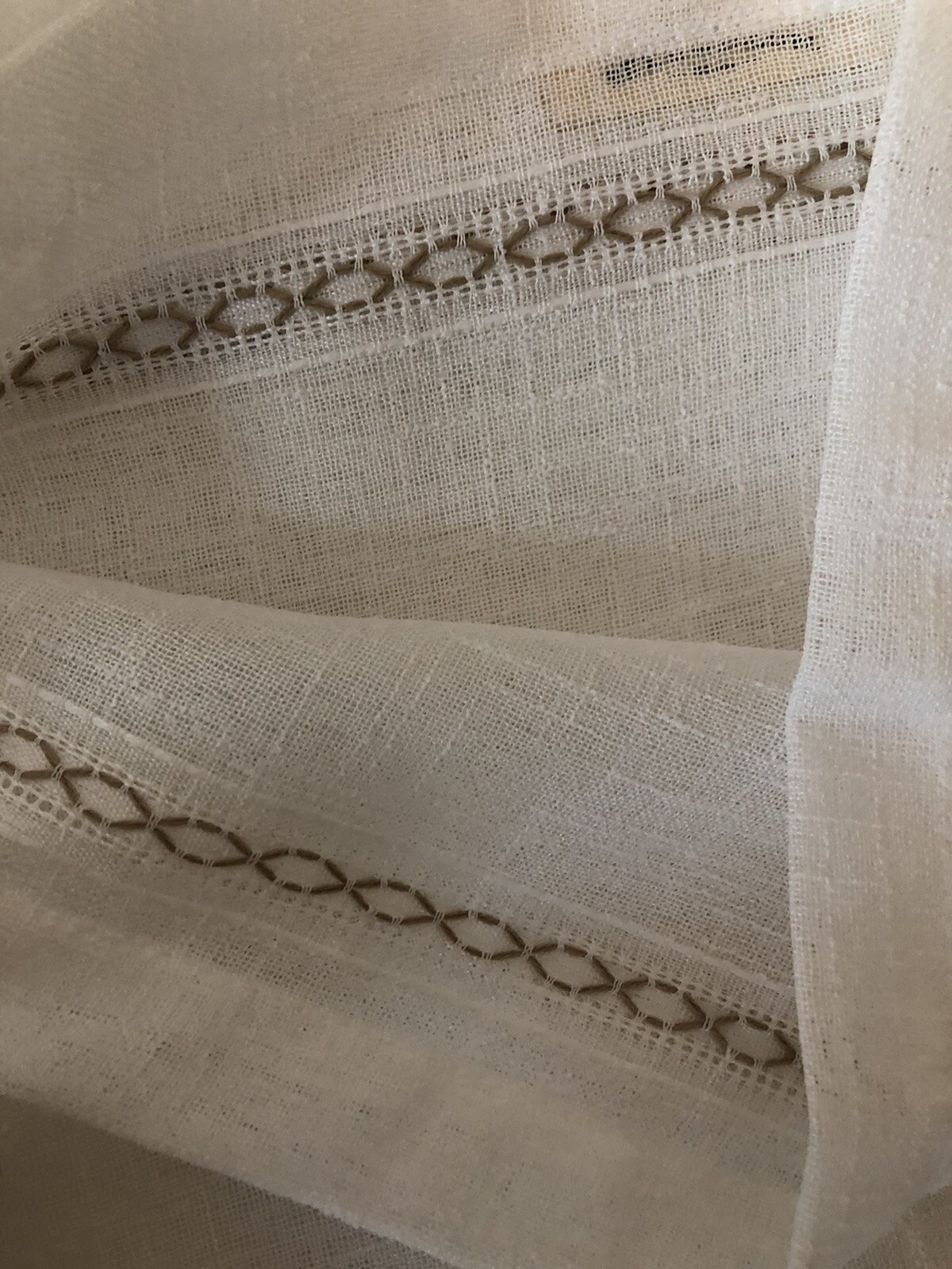 3 Bee & Willow Home Textured Herringbone Rod Pocket Back Tab Panel 51x95in Cream