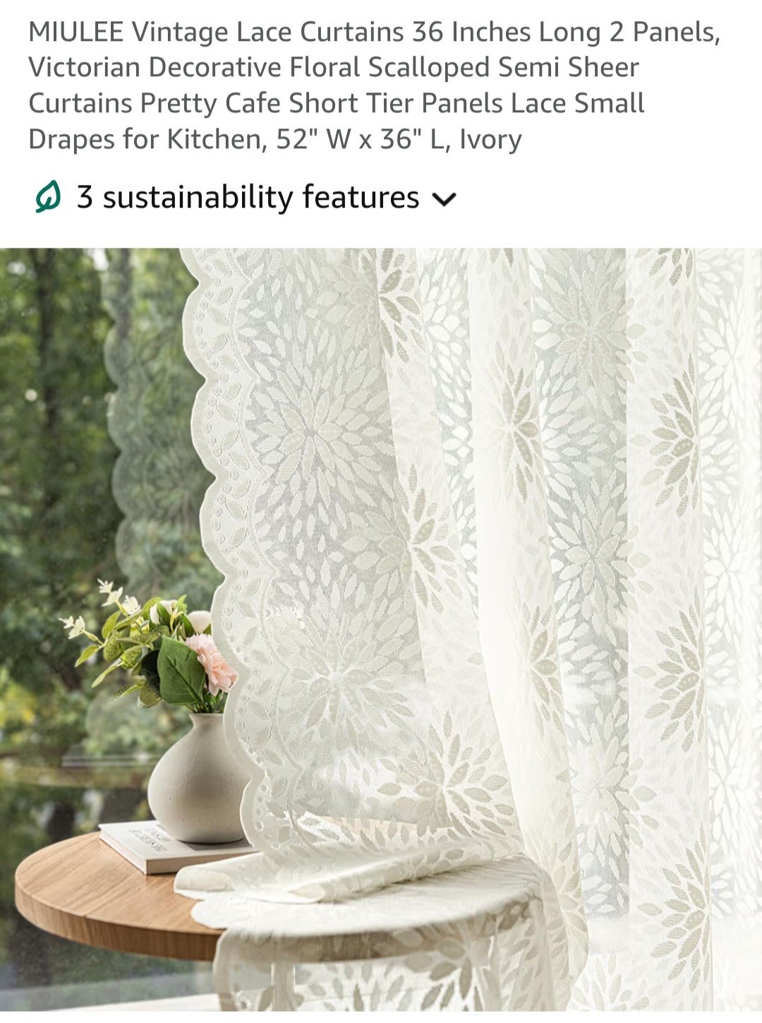 MIULEE Vintage Style Lace Curtains-2 Panels-Dahlia Pattern-Ivory-NEWOUTOFPKG