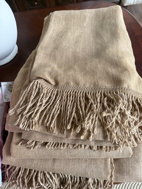 Ballard Designs Fringed Burlap Drapes Neutral Set 2 Jute 54x 108 Pair Rare🦩