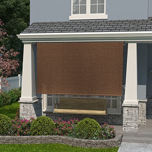 Exterior Roller Shade, Cordless Roller Shade 48″W x 72″H Mocha Roller Shades