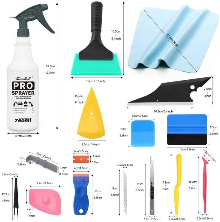 NEWISHTOOL Window Film Application Kit Car Tint Installation Tools with Spray Bo