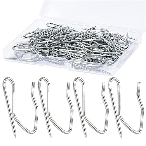 1.2 Inches Curtain Hooks, 58pcs Metal 1.2 inch x 0.7 inch (H x W) Silver White