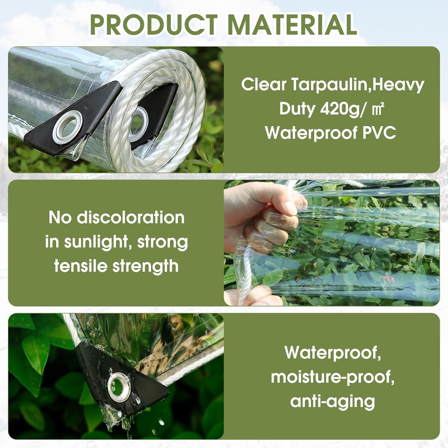 Clear Tarp Patio Enclosure Waterproof PVC Curtains Gazebos W/ Double Zip