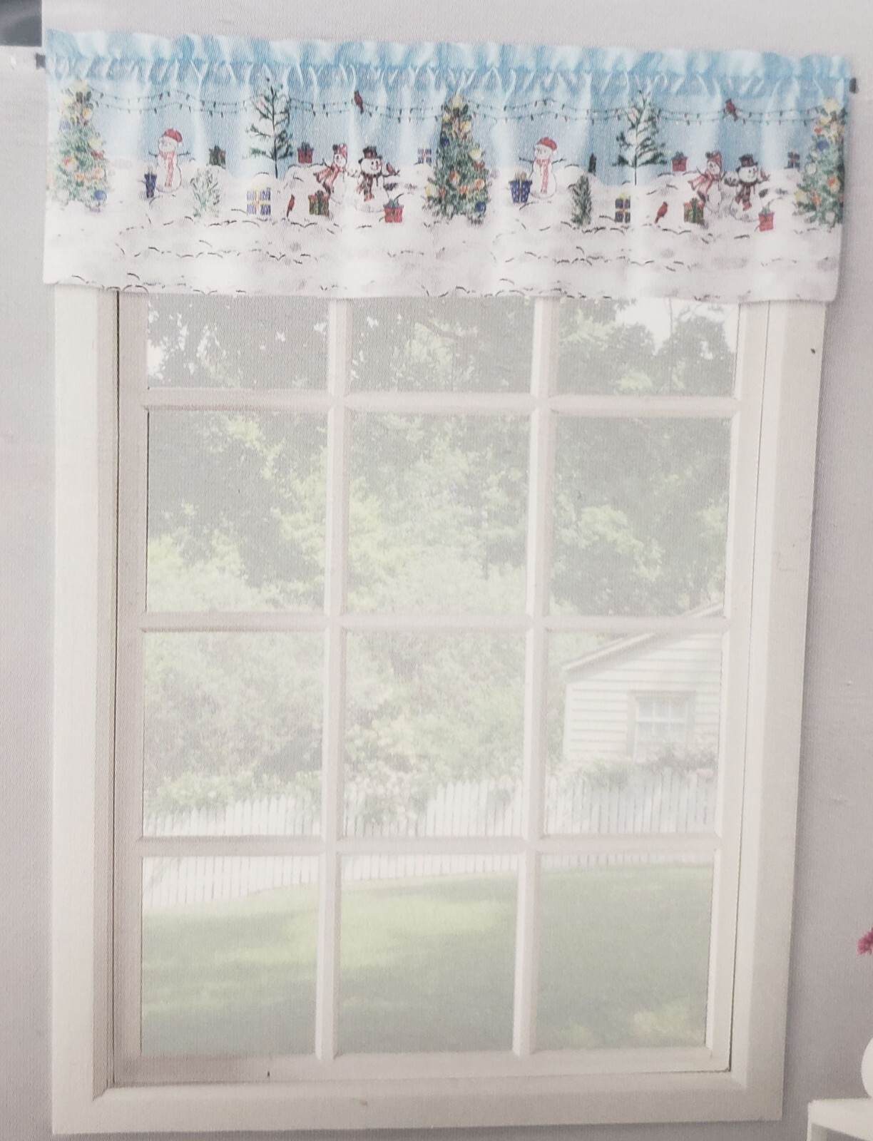 1 Fabric Printed Kitchen Valance(54×14″)CHRISTMAS,SNOWMEN,HOLIDAY WONDERLAND,Lic