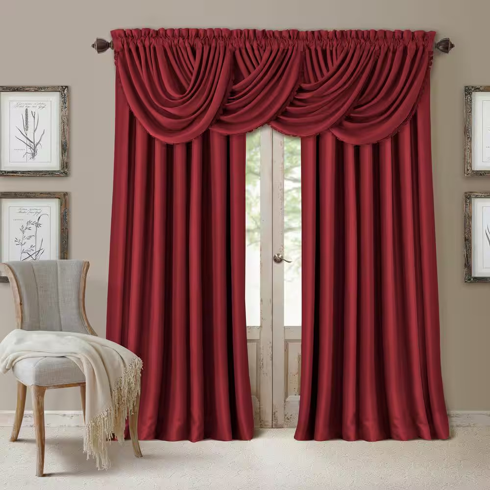 Rouge Faux Silk Rod Pocket Blackout Curtain – 52 In. W X 95 In. L