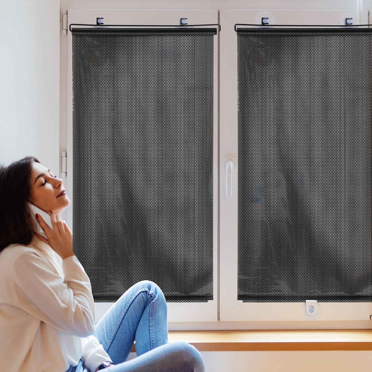 Light Filtering Blinds No Drill Blackout Blind Shade with 3 Suction Cups Tempora