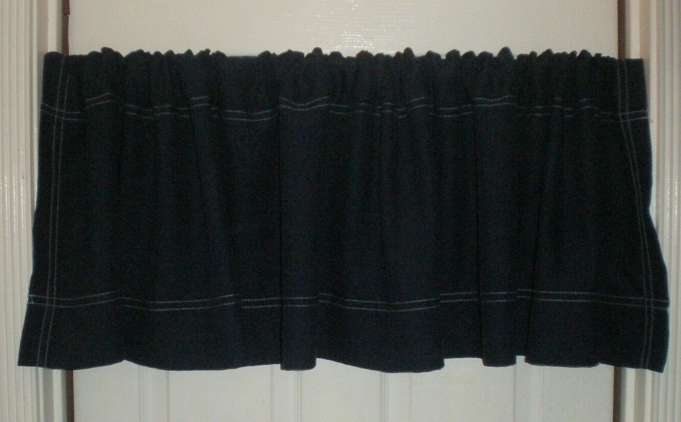 Ralph Lauren American Living Valance Navy Blue White Racing Stripes Poly 2 Avail