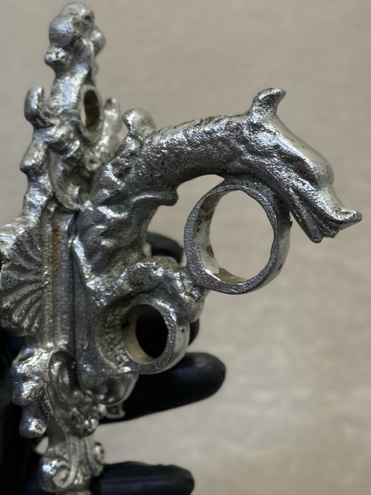 Pair Vintage Soviet Bronze Sea Dragon Curtain Brackets Nickel 1970s USSR