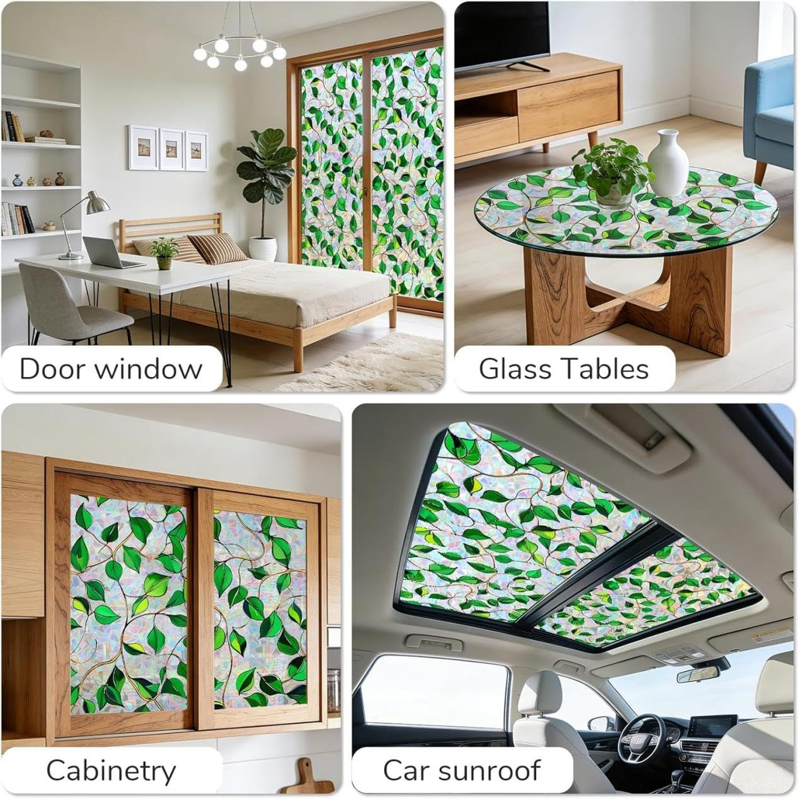 Decorative Rainbow Window Privacy Film UV Sun Protection Static Cling Removable