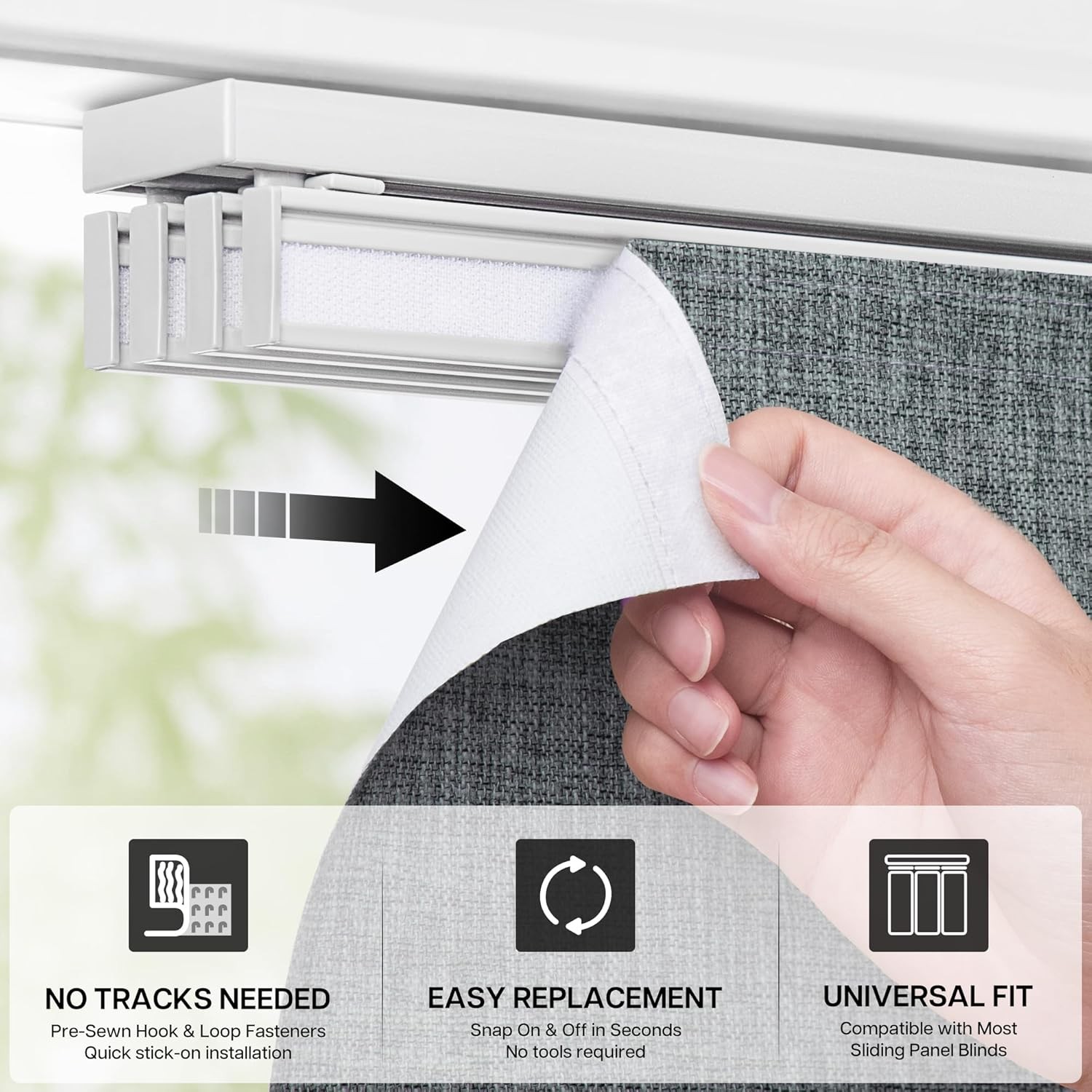 4-Panel Replacement Fabric for Sliding Panel Track Blinds – 23″ W x 96″ L –