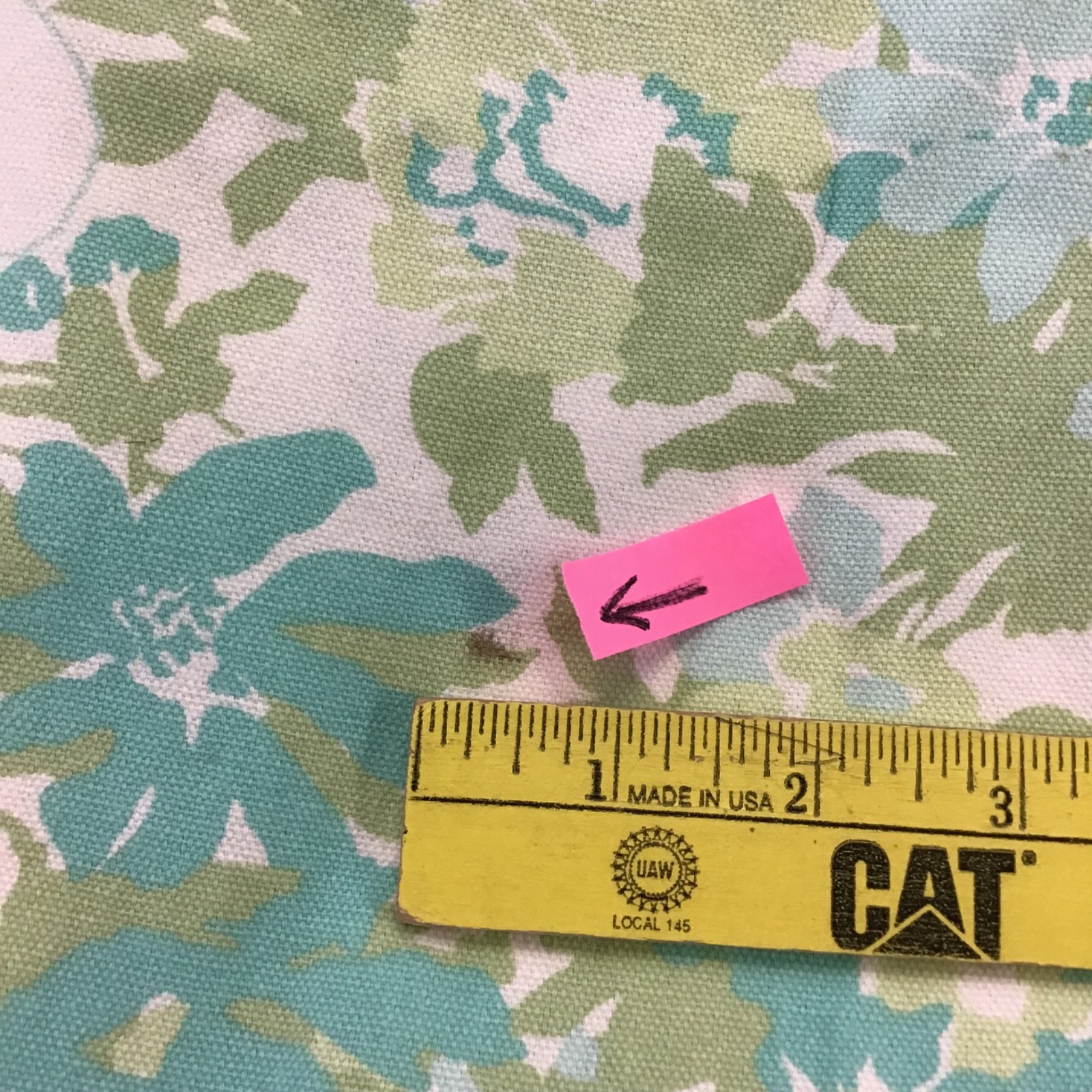 3 Pc Set MCM Vtg aqua green floral Bedspread & Curtain Panels Liz Claiborne