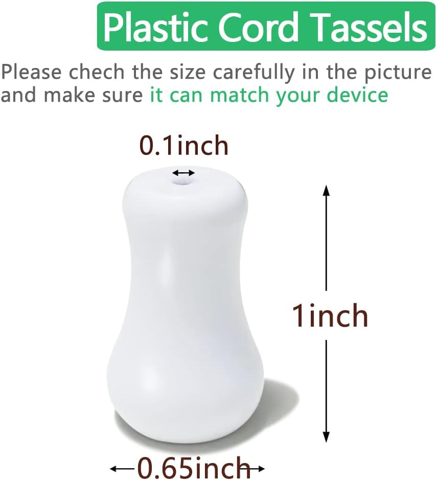 10pcs White Plastic Cord Tassel, Blind Pull Cord Knobs for Blinds or Shades