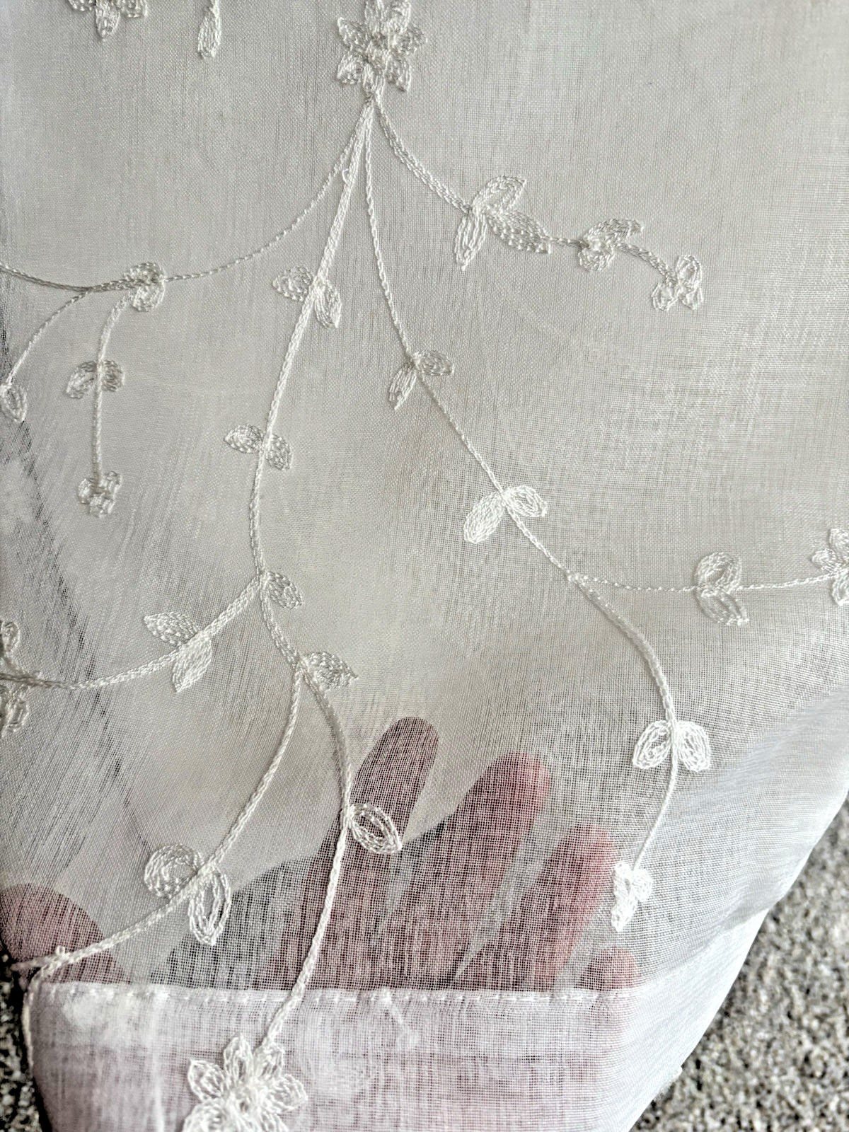 Laura Ashley Window Curtains 4 FOUR Panels 38 x 84 White Sheer Cream Embroidered