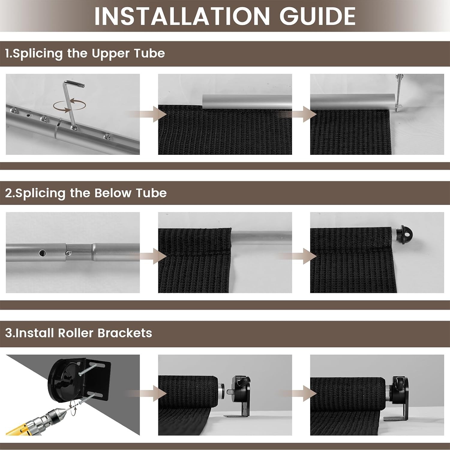 Outdoor Roller Shades for Patio, 10′ W x 8′ H Cordless Patio Shades Roll Up