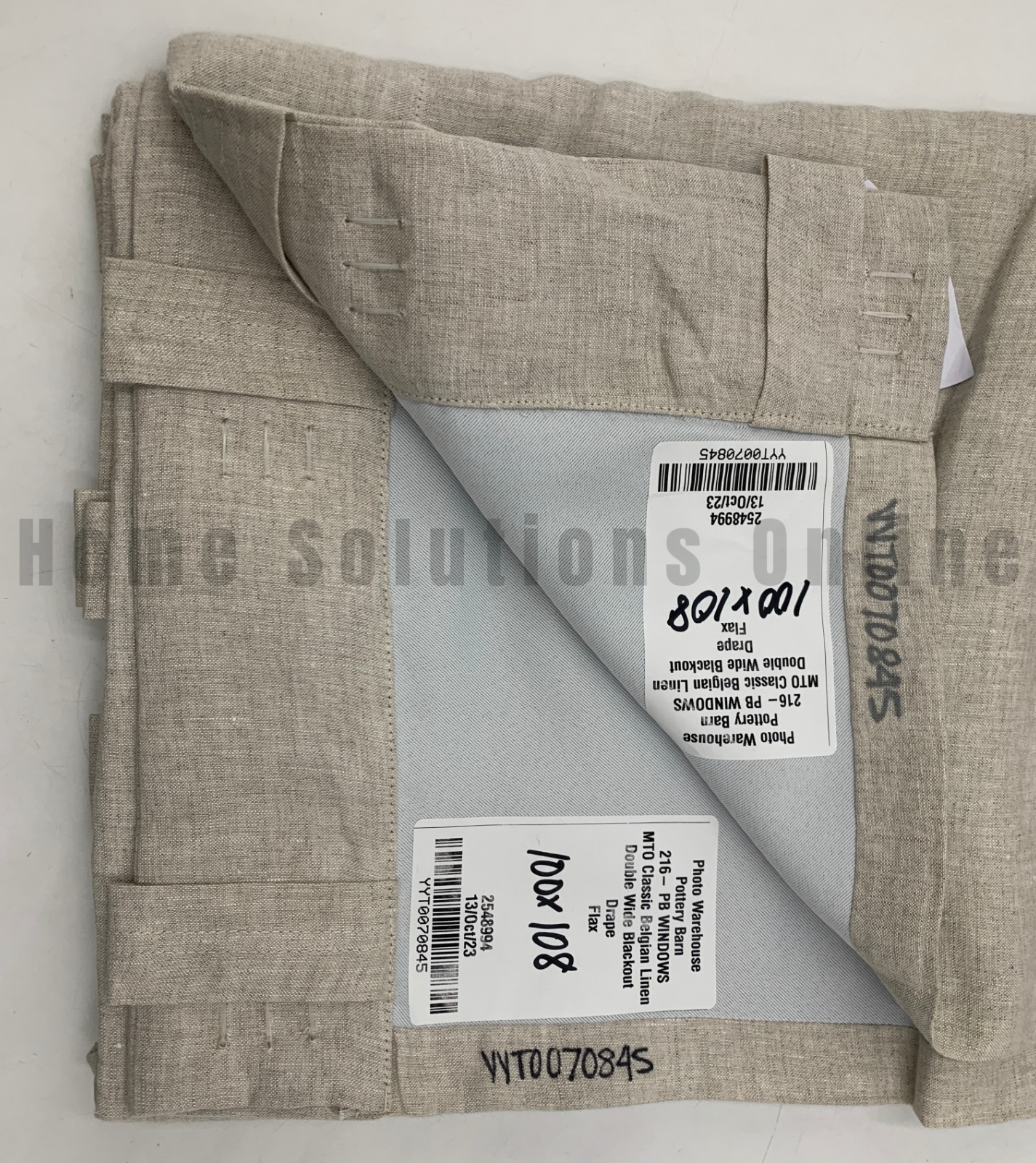 Pottery Barn Belgian Flax Linen Blackout Curtain FLAX 100″ x 108″ #S4280 PS