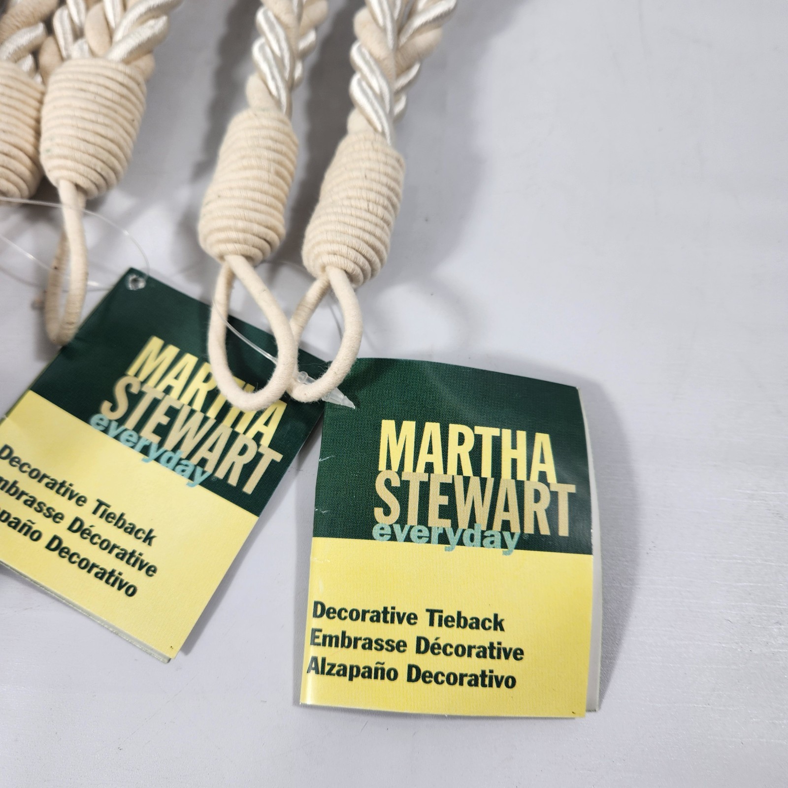 4PCS Martha Stewart Curtain Tiebacks Decorative Drapes Holdbacks Rope White