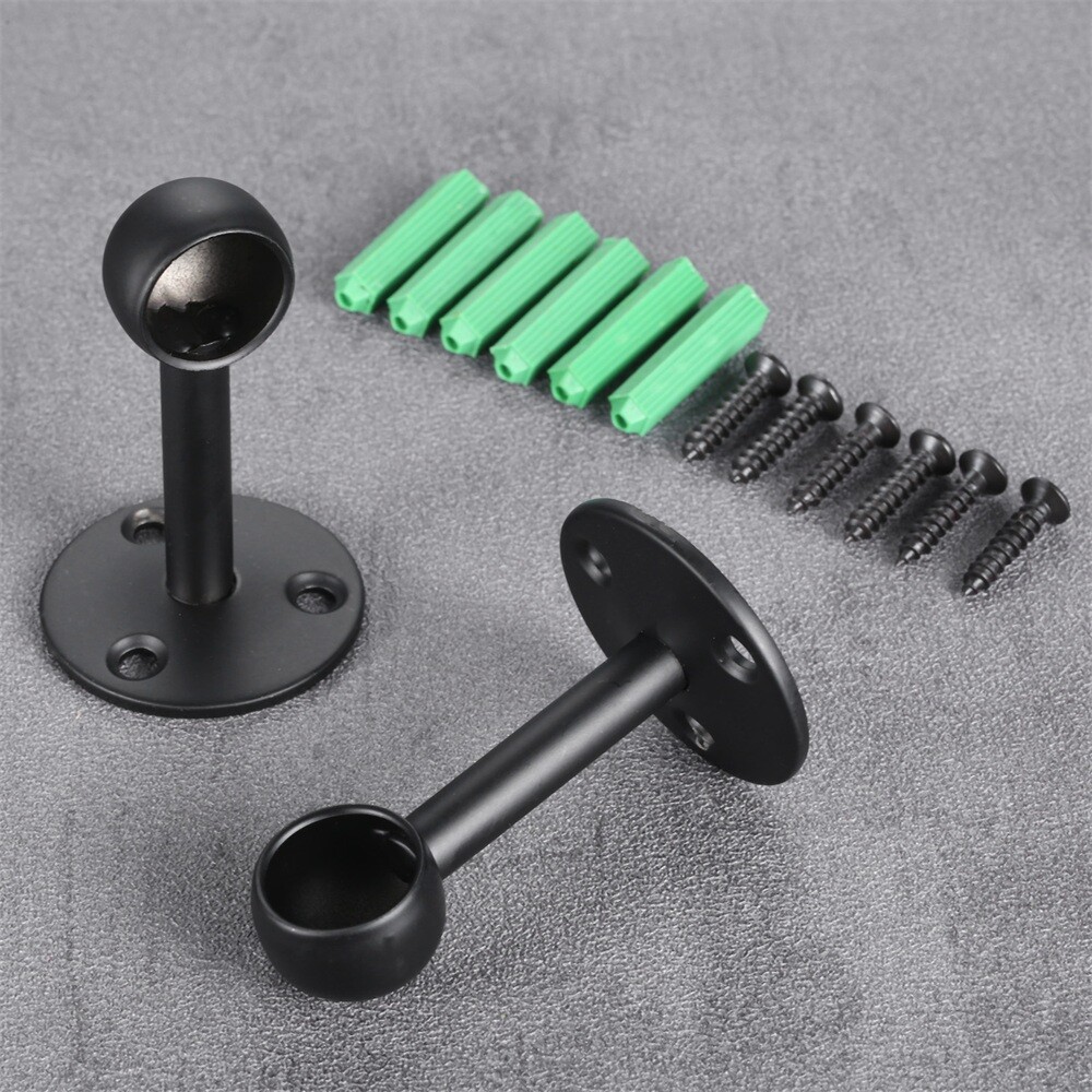2Pcs Flange Rod Holders Black 5 Size for Ceiling Hanging Pole Wall Hanging Pole