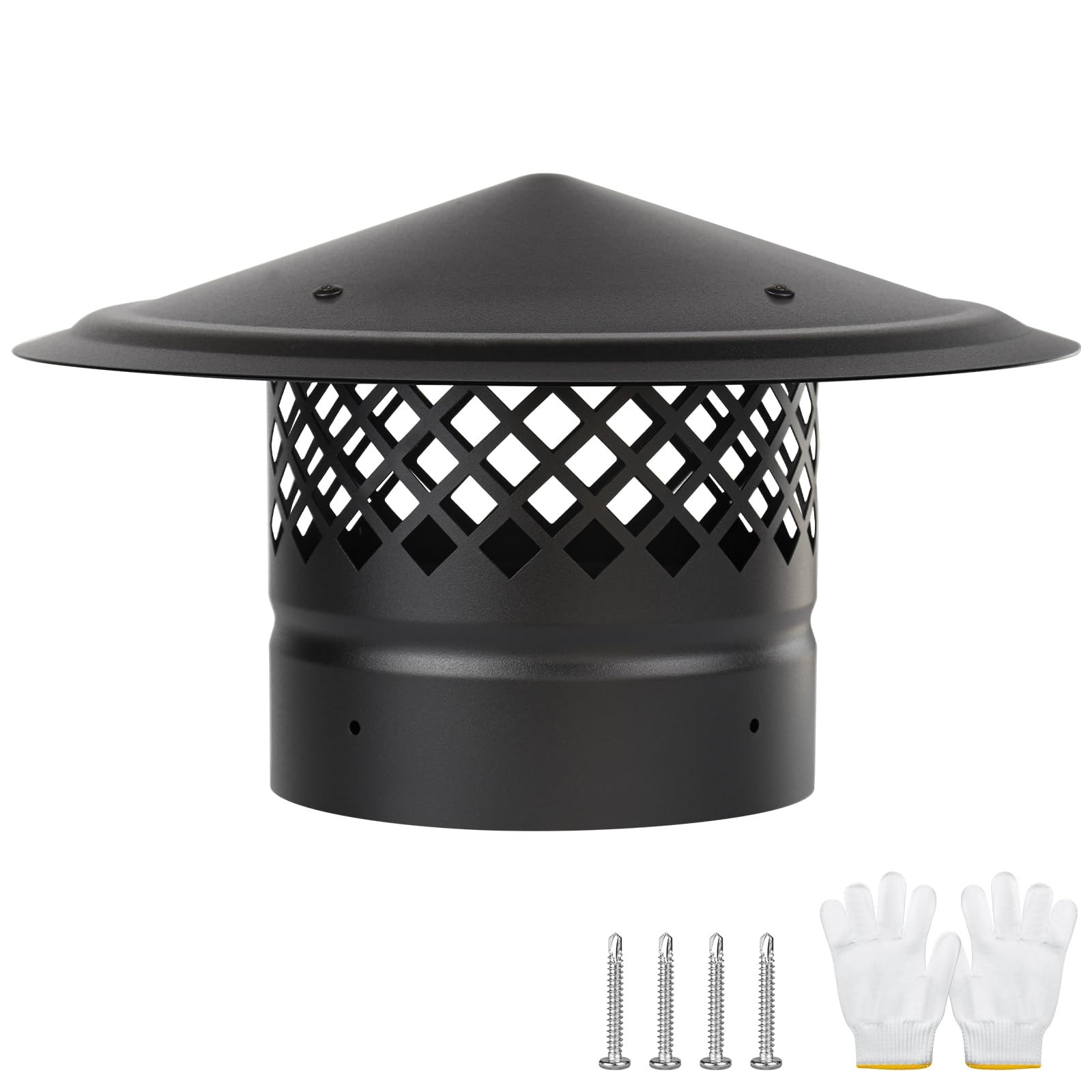 6 Inch Chimney Cap,Cone Top Chimney Cap with Screen,Roof Rain Wood Stove Pipe…