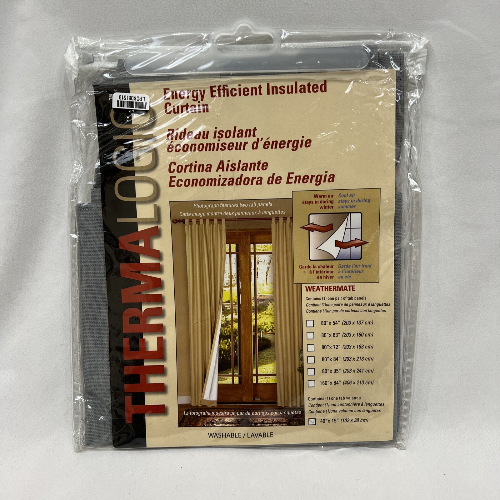 Plow & Hearth Window Valance 15″L x 40″W Thermalogic Colonial Tab-Top Gray