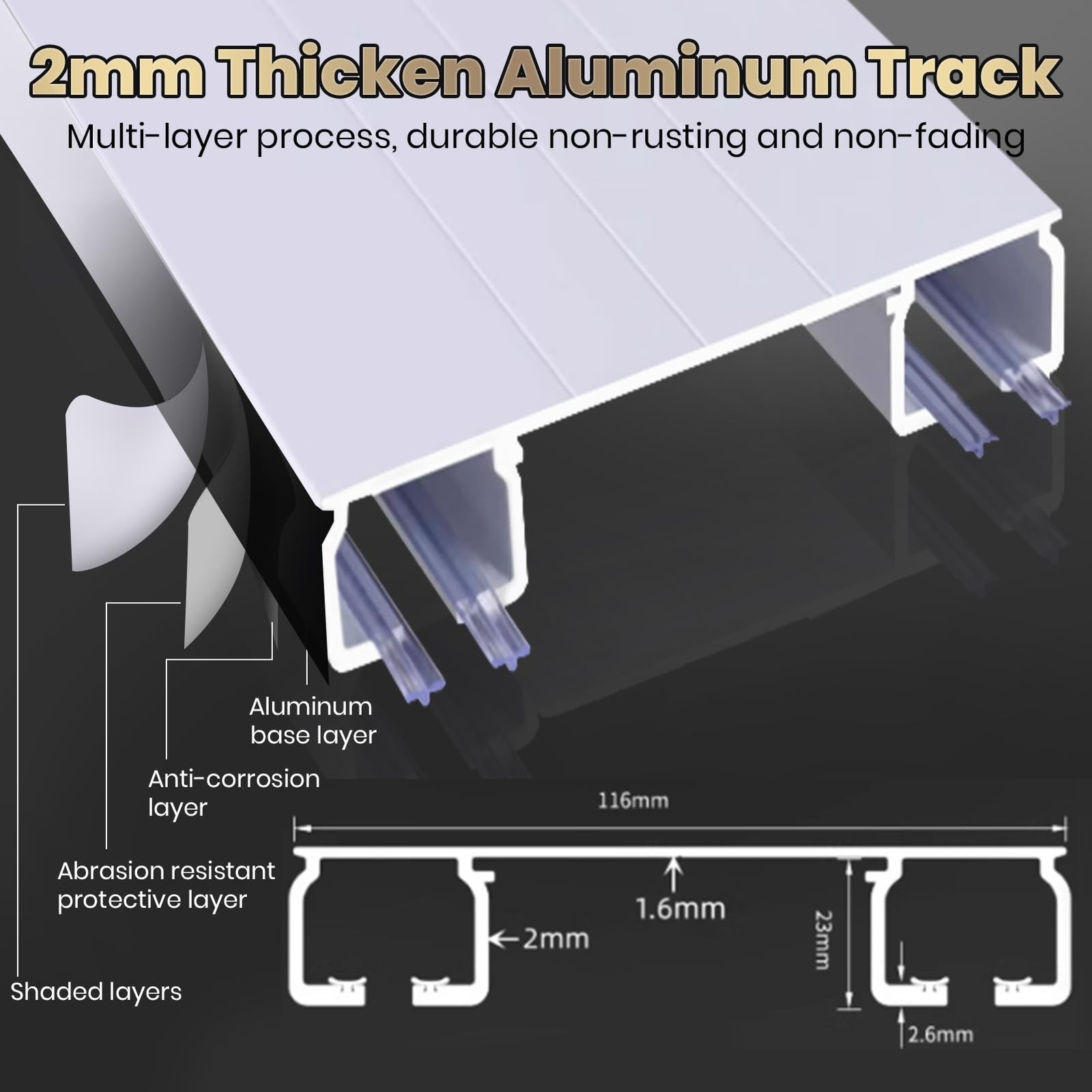 Silent Double Curtain Track Ceiling Mounted, Heavy-Duty Aluminum Room Divider…