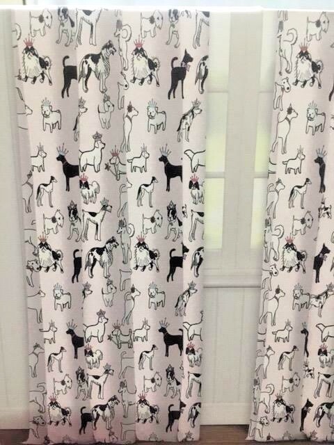 Nicole Miller Window Curtains Kids Dogs Polka Dot Terriers Scotties Pink 50 x 96