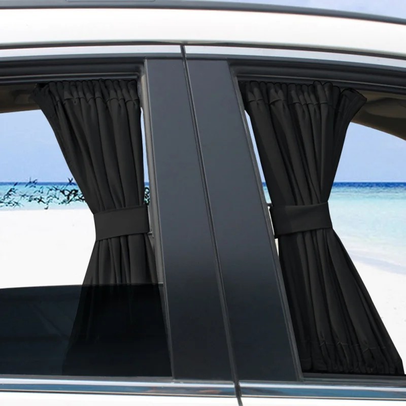 2pcs Universal Car Side Window Curtains – Foldable UV Protection Sunshade – NEW
