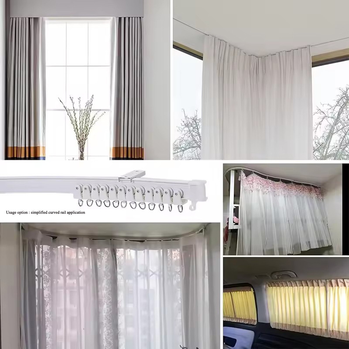 One Meter Aluminum Metal Alloy Bendable Window Tracks Curtain Poles White