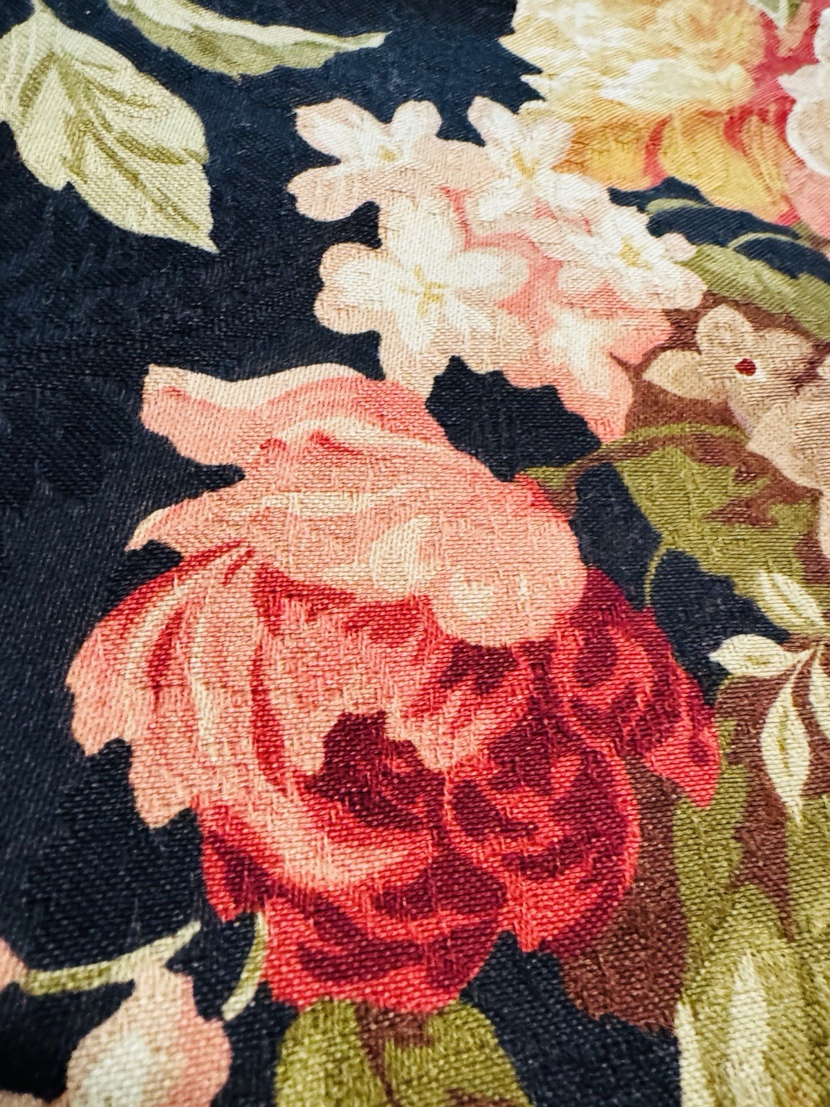 160″ x 20″ LUXURY Jacquard Brocade VALANCE Custom FLORAL BLACK French Chic