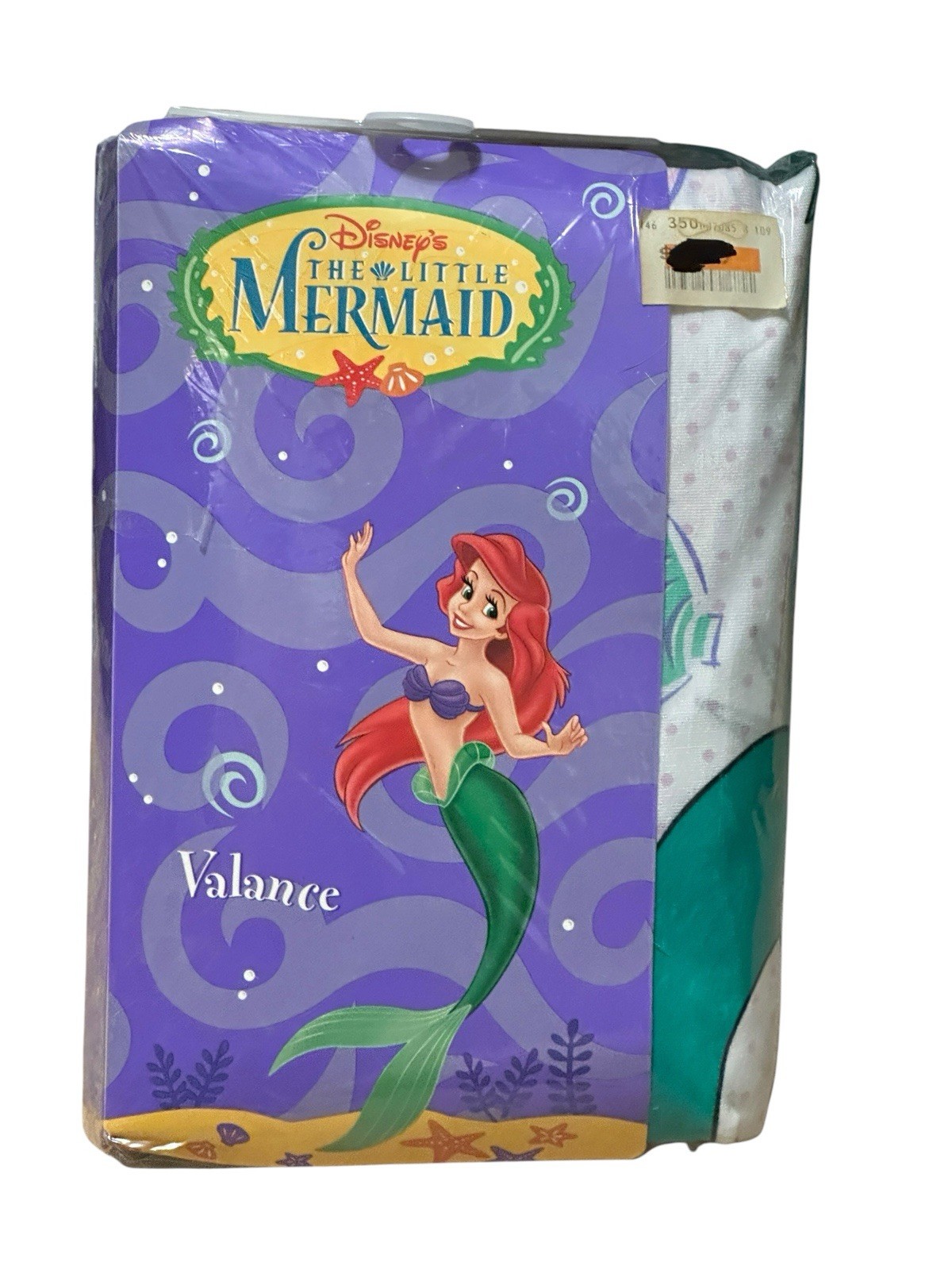 Vintage Disney Little Mermaid Ariel Starfish Shell Polka Dot Valance NOS 86×14″