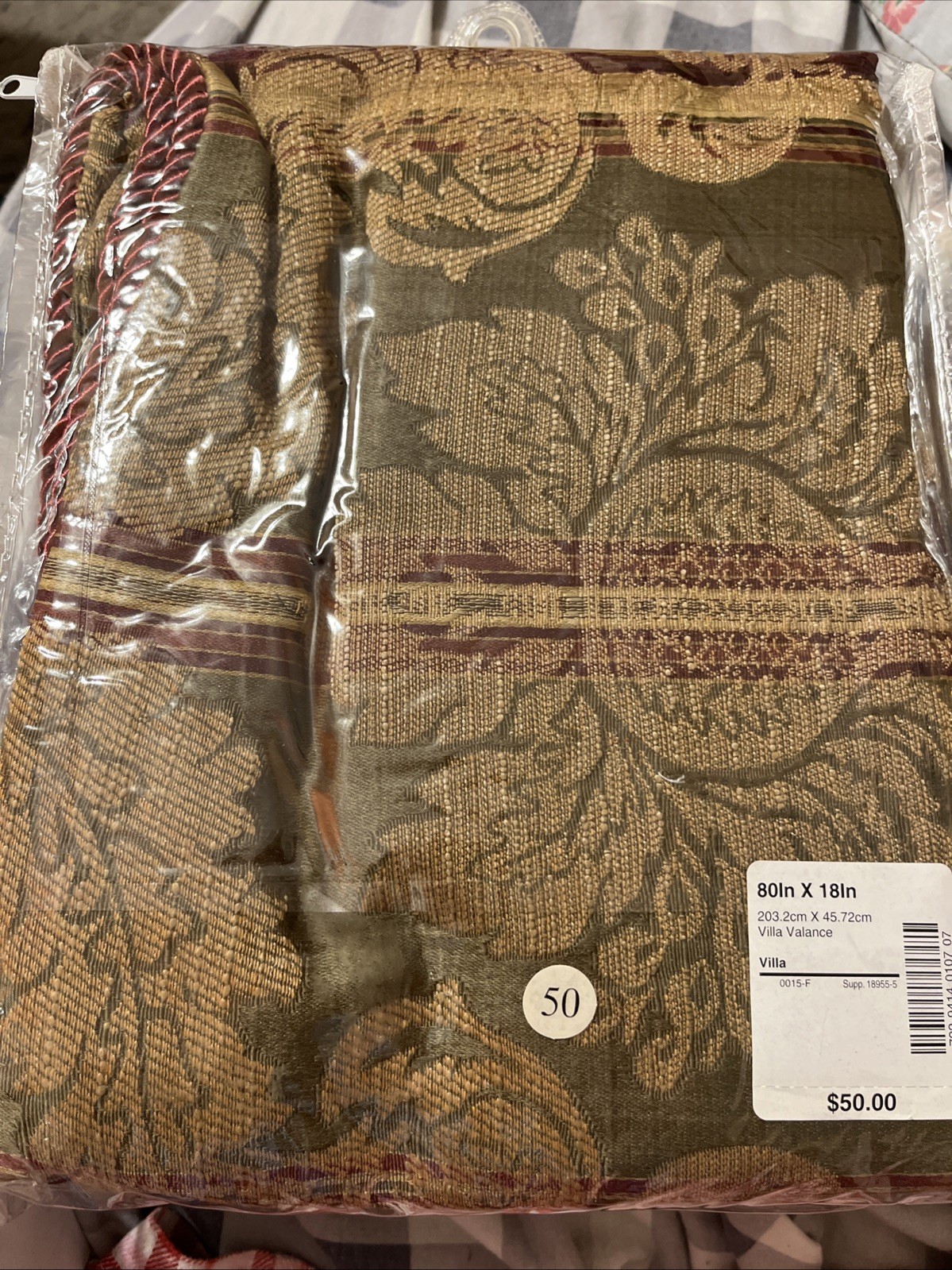 JCPENNEY home Collection Villa Valance 80”x18” Brocade Floral Corded Old World