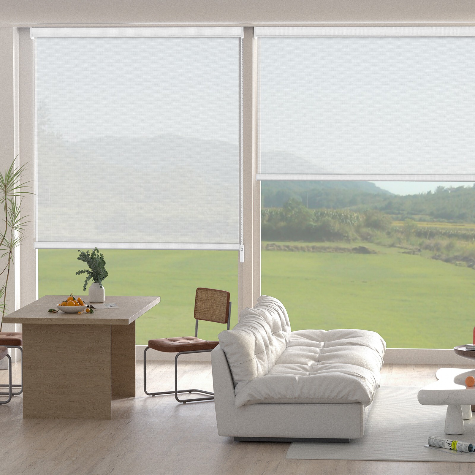 Custom Light Filtering Corded Fabric Window Shades For Windows Roller Blinds