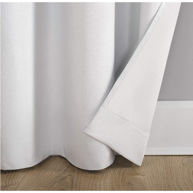 Blackout window curtain panel 40″W x 96″ L white thermal lined back tab