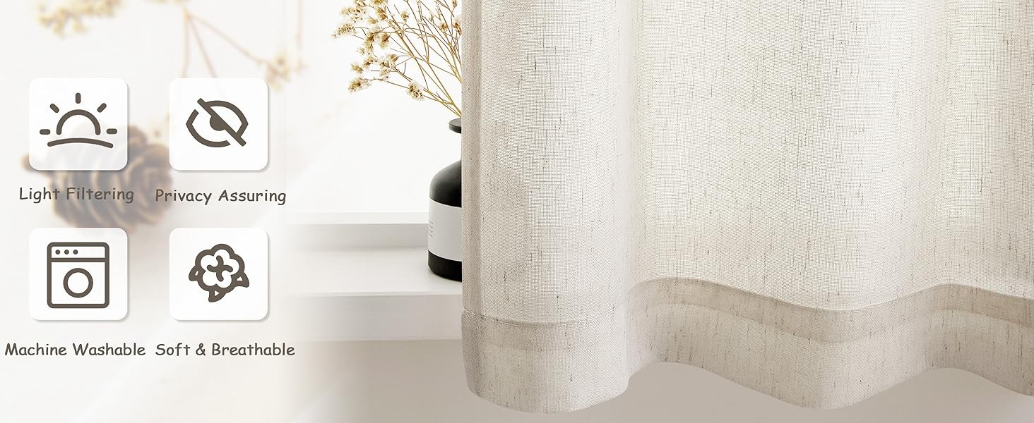 2 Panels 25 x 68 Inch Sidelight Curtains for Front Door Semi Sheer Curtain Boho