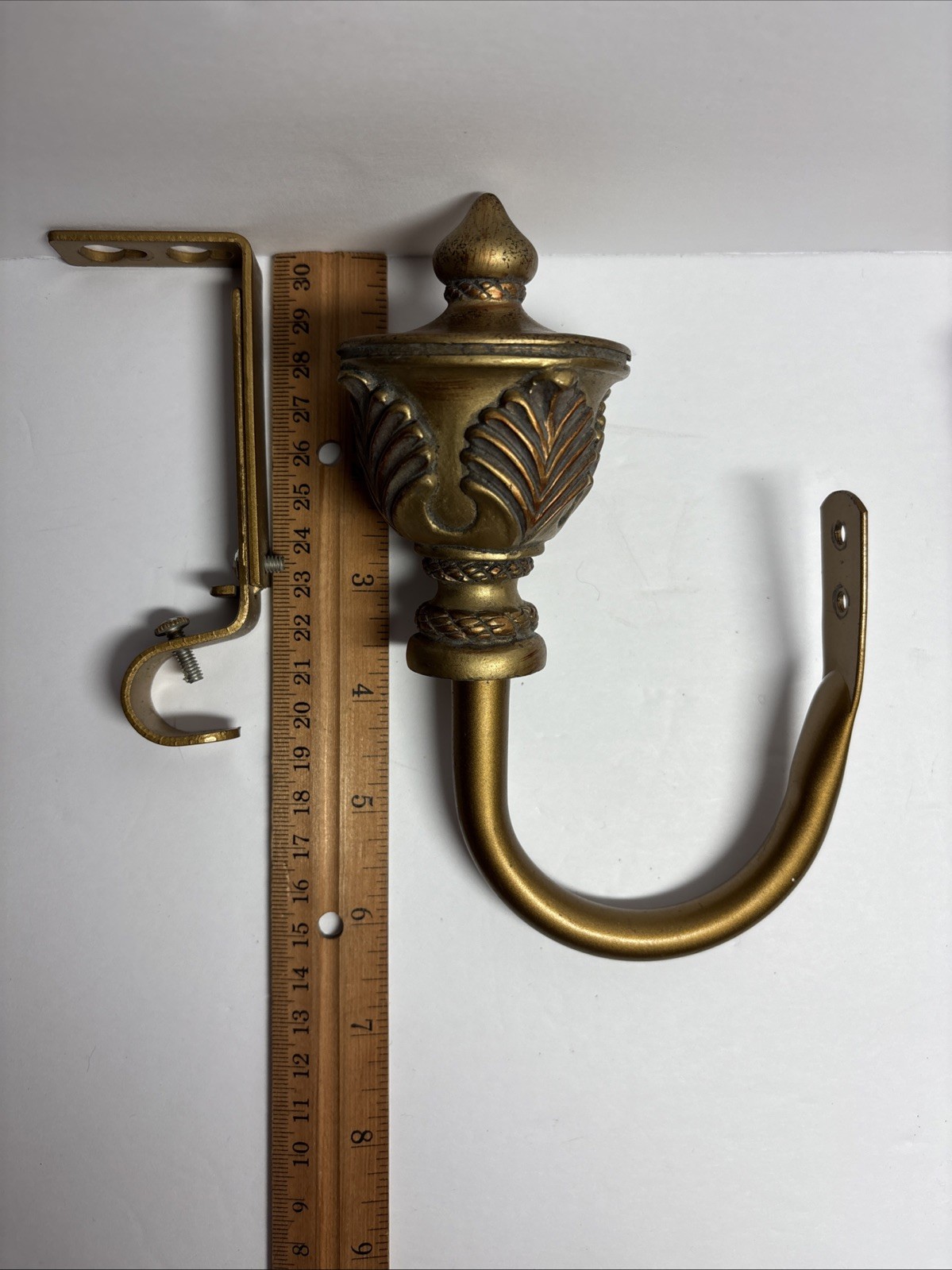 Assorted Hardware 2 Drapery Scarf Tiebacks 4 Finials 4 Rod Holders