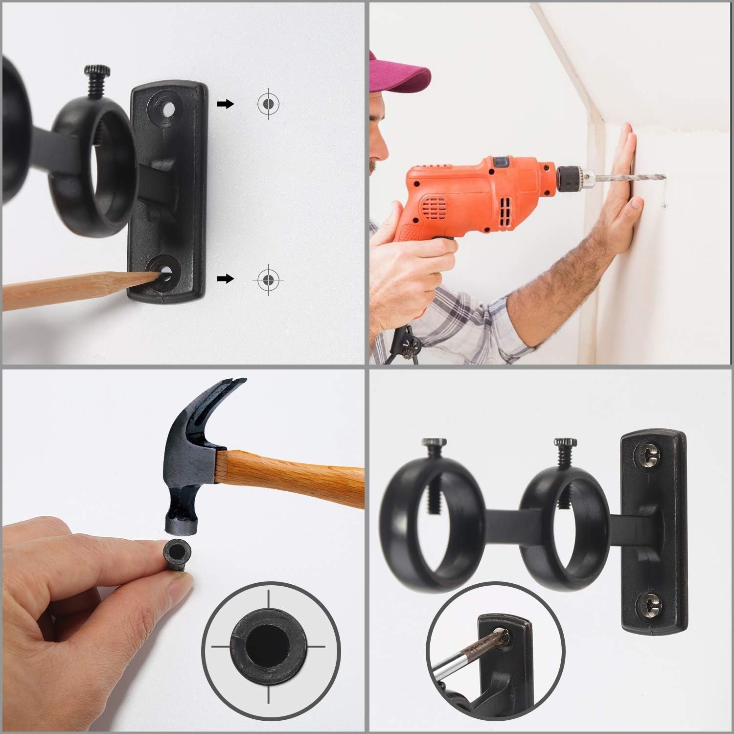 Double Curtain Rod Brackets For 1 Rod Mounted Rod Bracket
